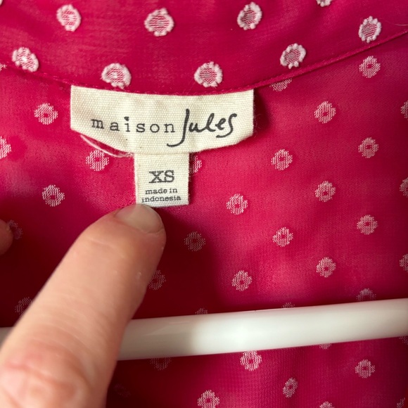 Maison Jules Textured Sheer Pink & White w/ Striped Slip Ruffled Mini Dress - Picture 15 of 16